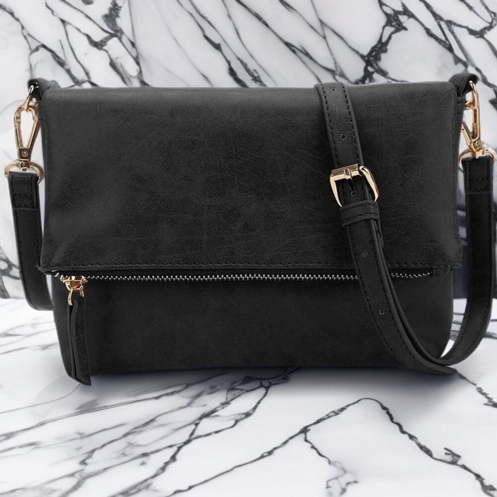 Travel Crossbody Bag Shoulder Purse Clutch Wallet Soft Lightweight Black Handbag